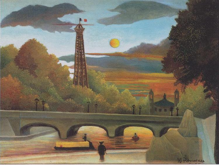 Henri Rousseau Seine and Eiffel-tower in the sunset Germany oil painting art